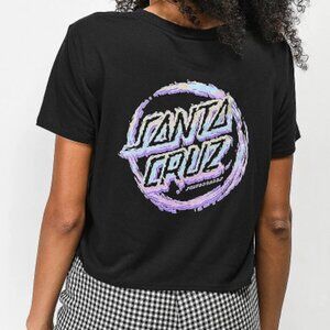 Santa Cruz Throwdown Dot Black Crop T-Shirt S